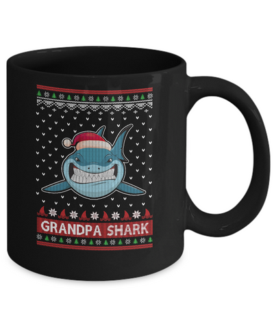Santa Hat Grandpa Shark Ugly Christmas Sweater Mug-Coffee Mug-11oz Mug-Black