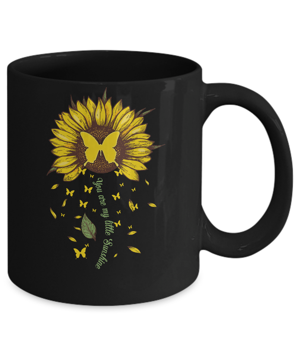 You Are My Little Sunshine Sunflower Butterfly Mug-Coffee Mug-11oz Mug-Black