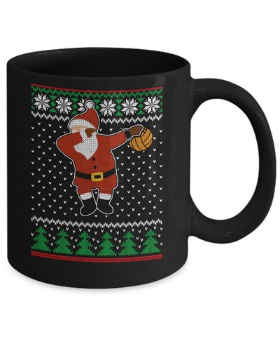 Dabbing Santa Volleyball Ugly Sweater Christmas Mug-Coffee Mug-11oz Mug-Black