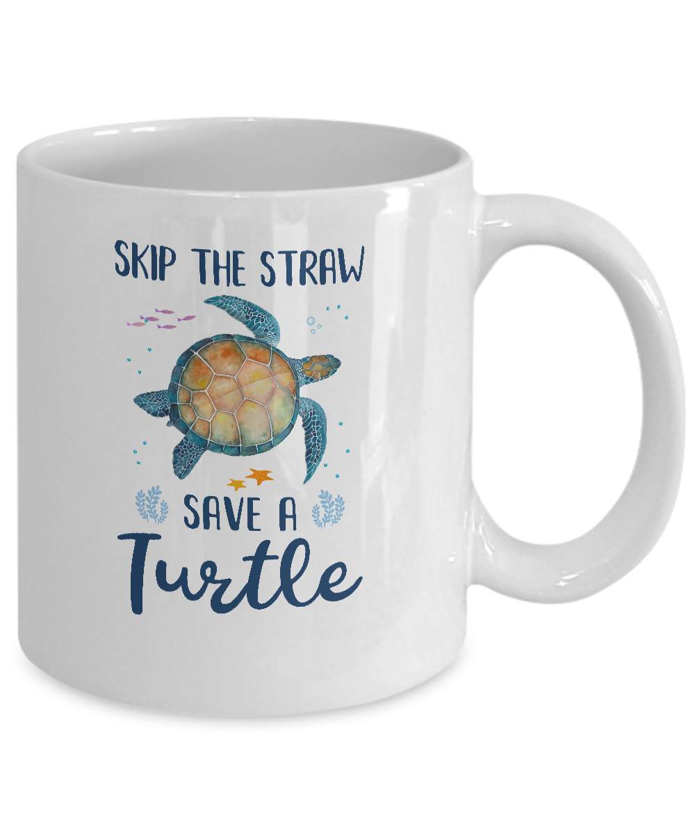 Skip A Straw Save A Turtle Save Turtles Mug-Coffee Mug-11oz Mug-White
