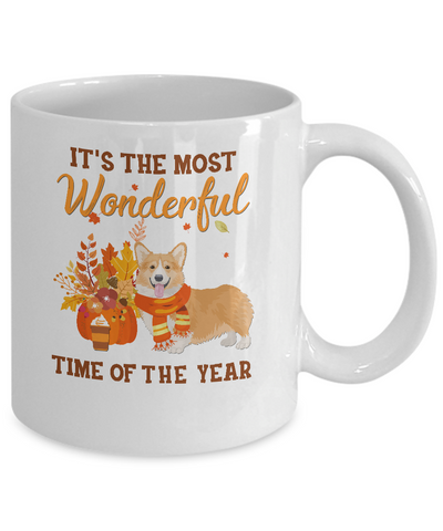 Corgi Autumn It's The Most Wonderful Time Of The Year Mug-Coffee Mug-11oz Mug-White