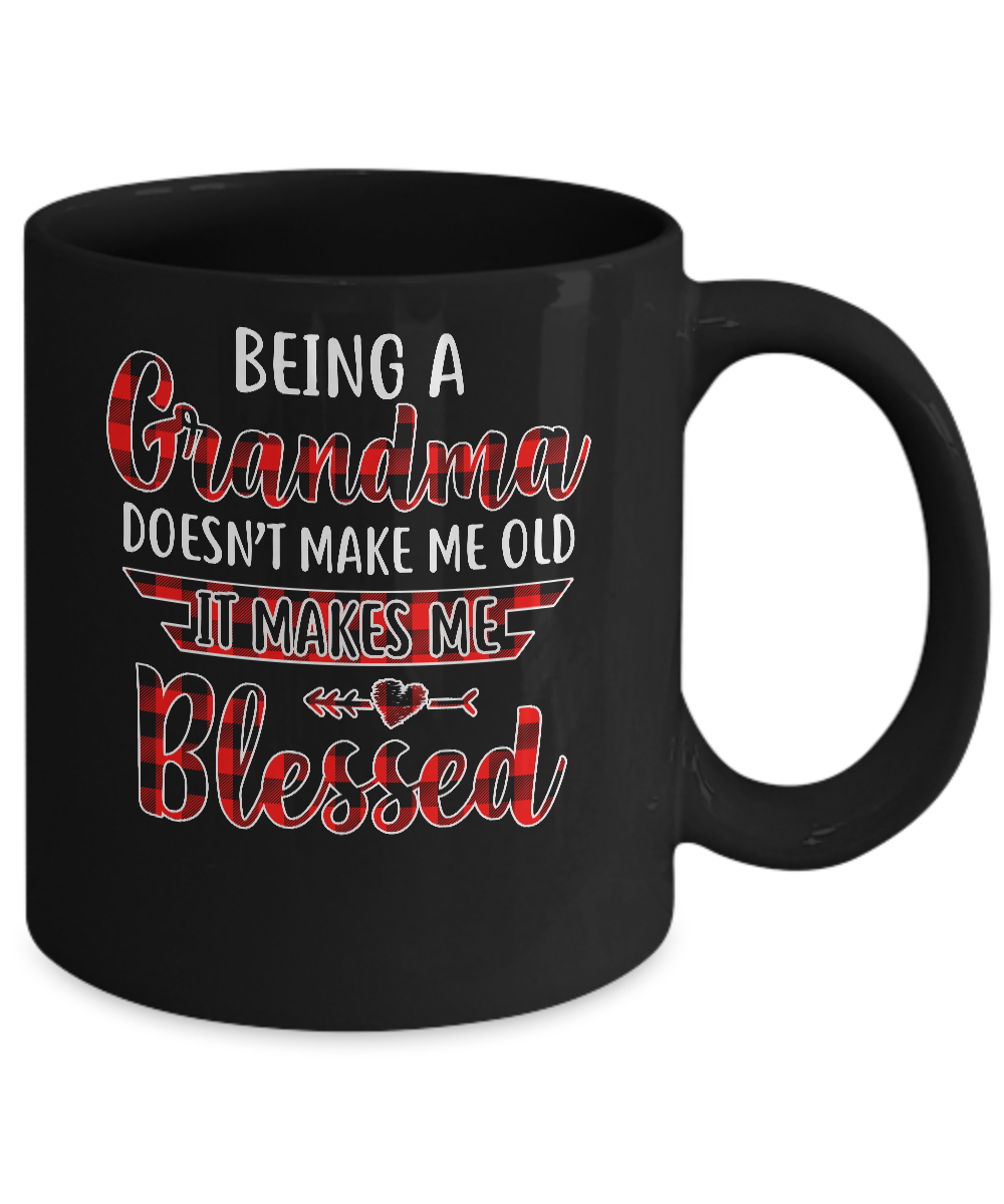 Red Plaid Funny Being A Grandma Doesn't Make Me Old Mug-Coffee Mug-11oz Mug-Black