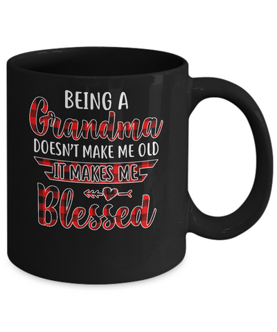 Red Plaid Funny Being A Grandma Doesn't Make Me Old Mug-Coffee Mug-11oz Mug-Black