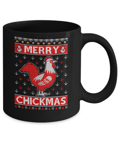 Merry Chickmas Farmer Chicken Ugly Christmas Sweater Mug-Coffee Mug-11oz Mug-Black