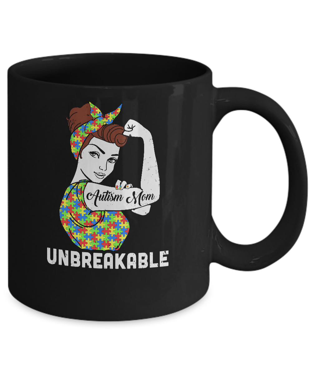 Autism Mom Unbreakable Support Autism Awareness Mug-Coffee Mug-11oz Mug-Black