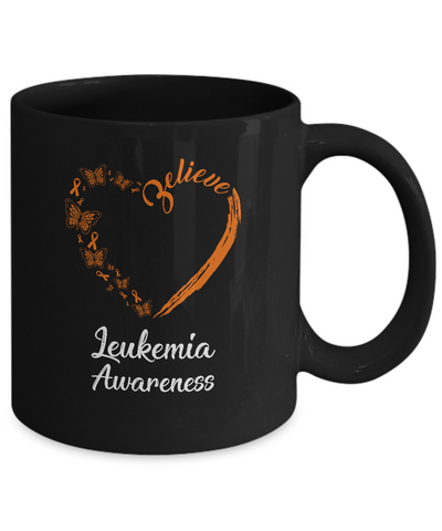 Butterfly Believe Leukemia Awareness Ribbon Gifts Mug-Coffee Mug-11oz Mug-Black