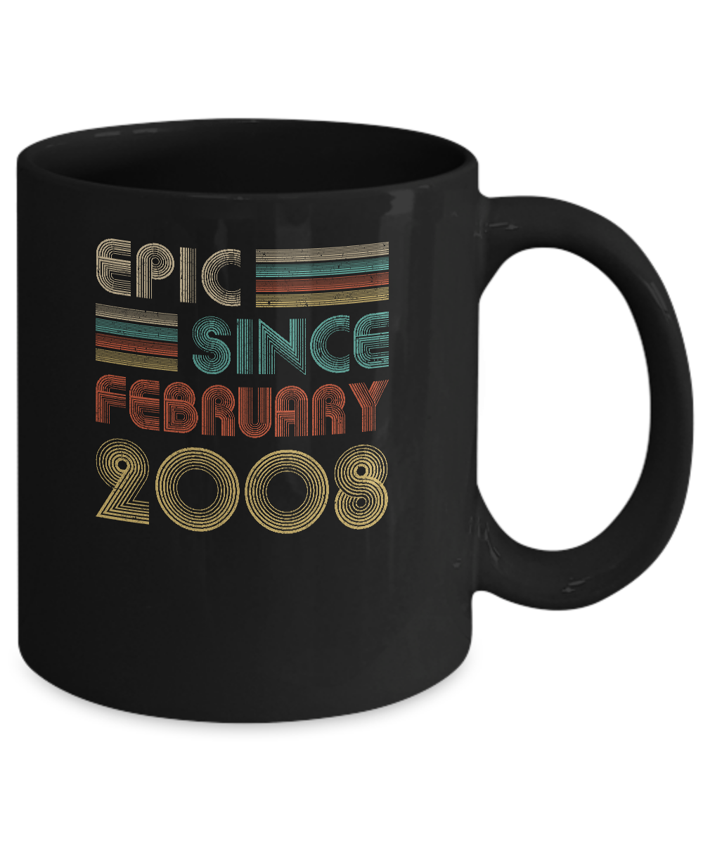 Epic Since February 2008 Vintage 13th Birthday Gifts Youth Mug-Coffee Mug-11oz Mug-Black