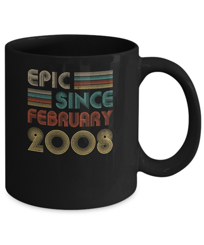 Epic Since February 2008 Vintage 13th Birthday Gifts Youth Mug-Coffee Mug-11oz Mug-Black