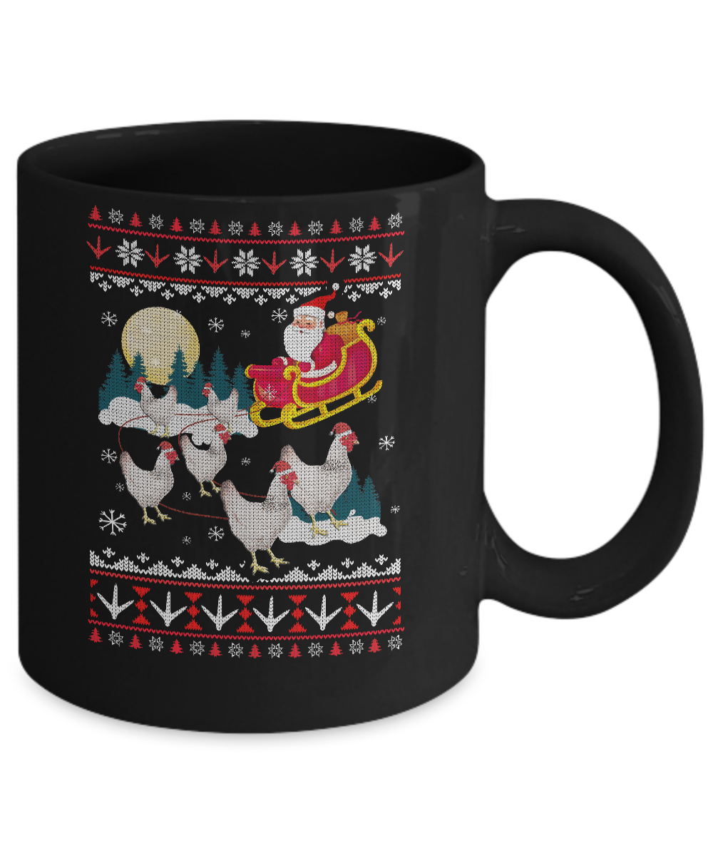 Funny Chicken Ugly Christmas Sweater Gifts Mug-Coffee Mug-11oz Mug-Black