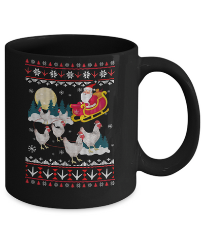 Funny Chicken Ugly Christmas Sweater Gifts Mug-Coffee Mug-11oz Mug-Black