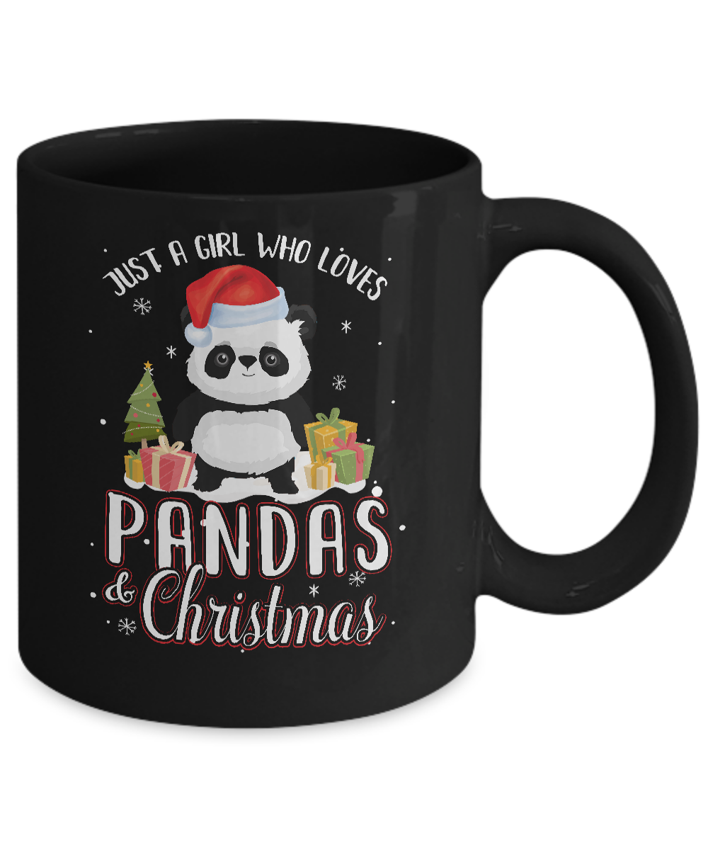 Just A Girl Who Loves Pandas And Christmas Mug-Coffee Mug-11oz Mug-Black