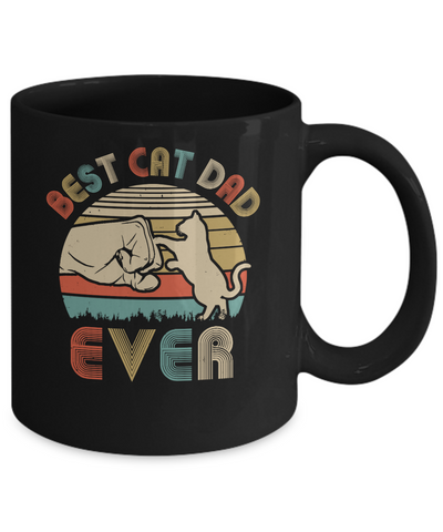 Vintage Best Cat Dad Ever Bump Fit Funny Dat Gifts Mug-Coffee Mug-11oz Mug-Black