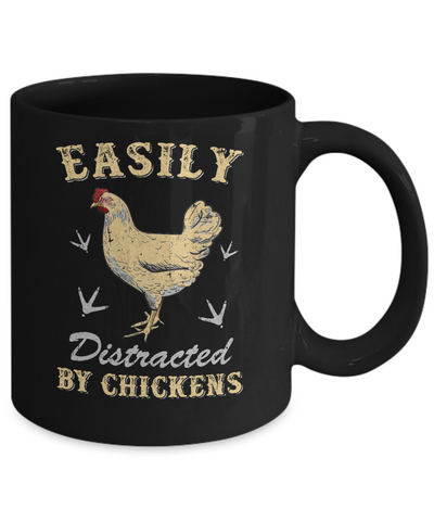 Easily Distracted By Chickens Farmers Mug-Coffee Mug-11oz Mug-Black