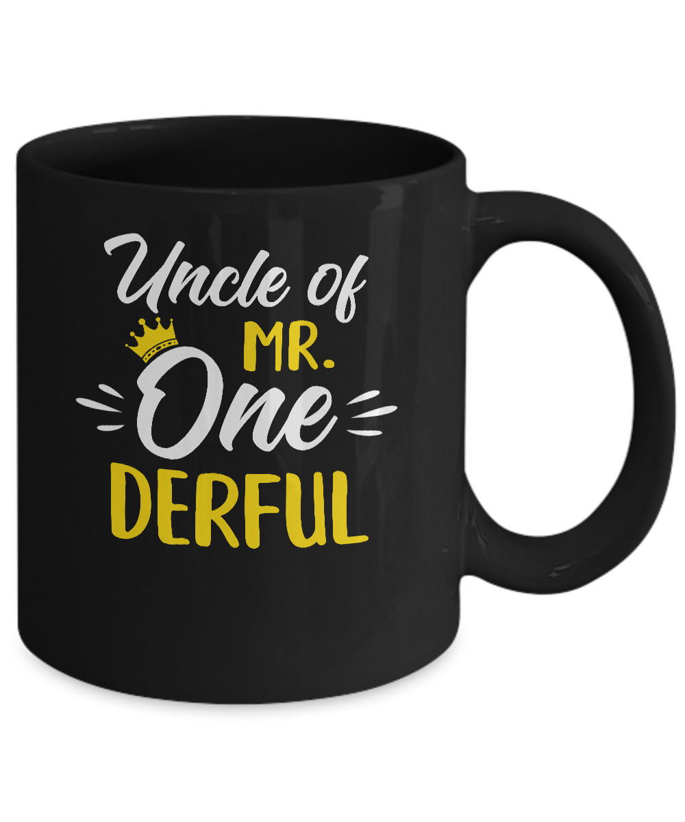Uncle Of Mr Onederful 1st Birthday Party Costumes Gifts Mug-Coffee Mug-11oz Mug-Black