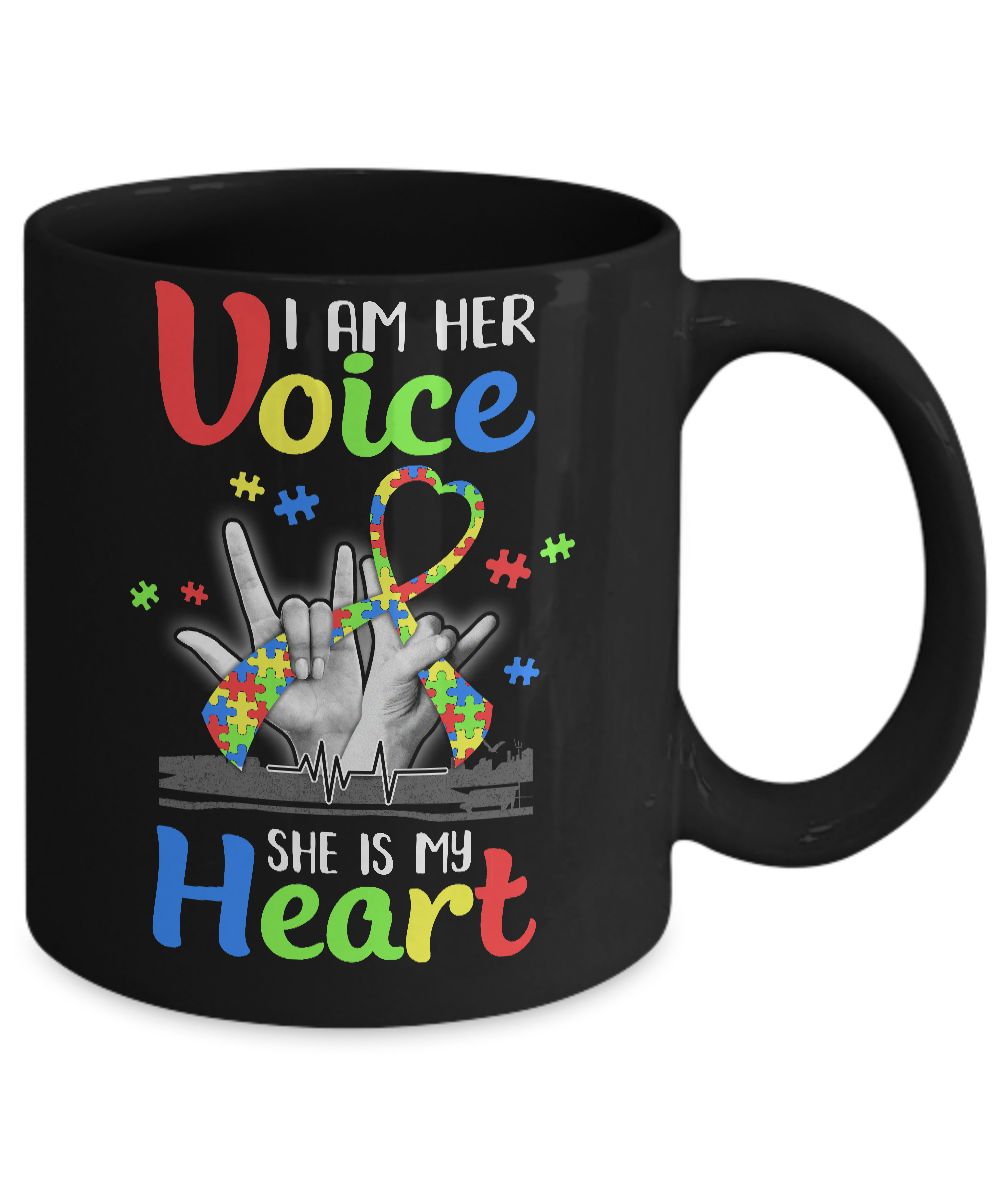 I'm Her Voice She Is My Heart Autism Awareness Mug-Coffee Mug-11oz Mug-Black