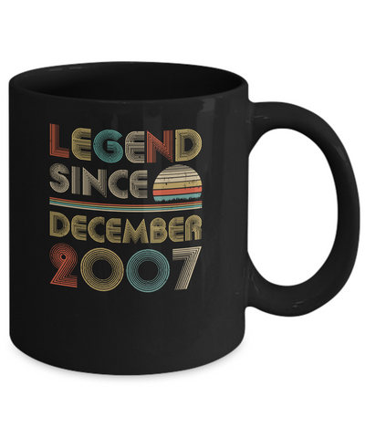 Legend Since December 2007 Vintage 14th Birthday Gifts Youth Mug-Coffee Mug-11oz Mug-Black
