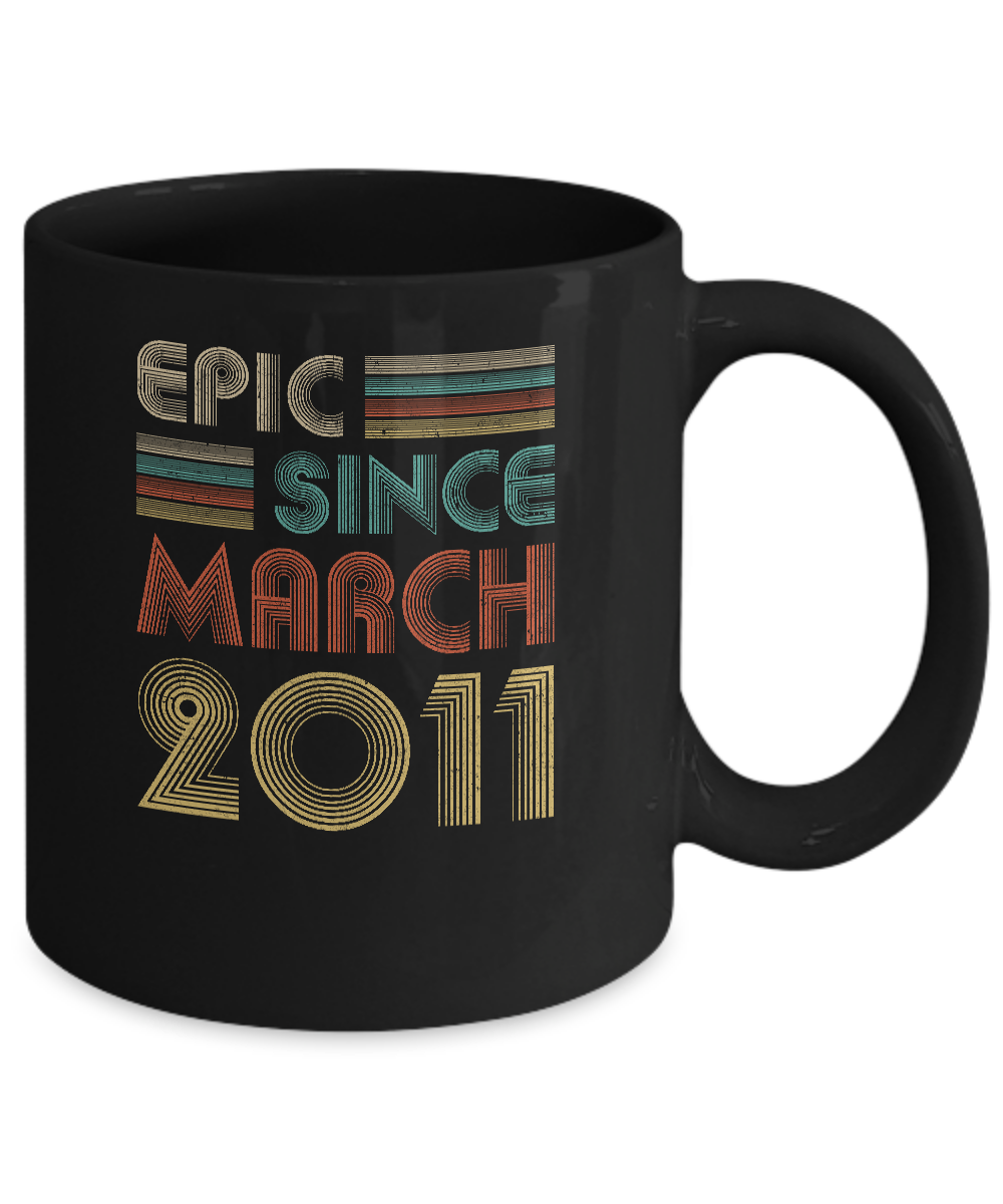 Epic Since March 2011 Vintage 10th Birthday Gifts Youth Mug-Coffee Mug-11oz Mug-Black