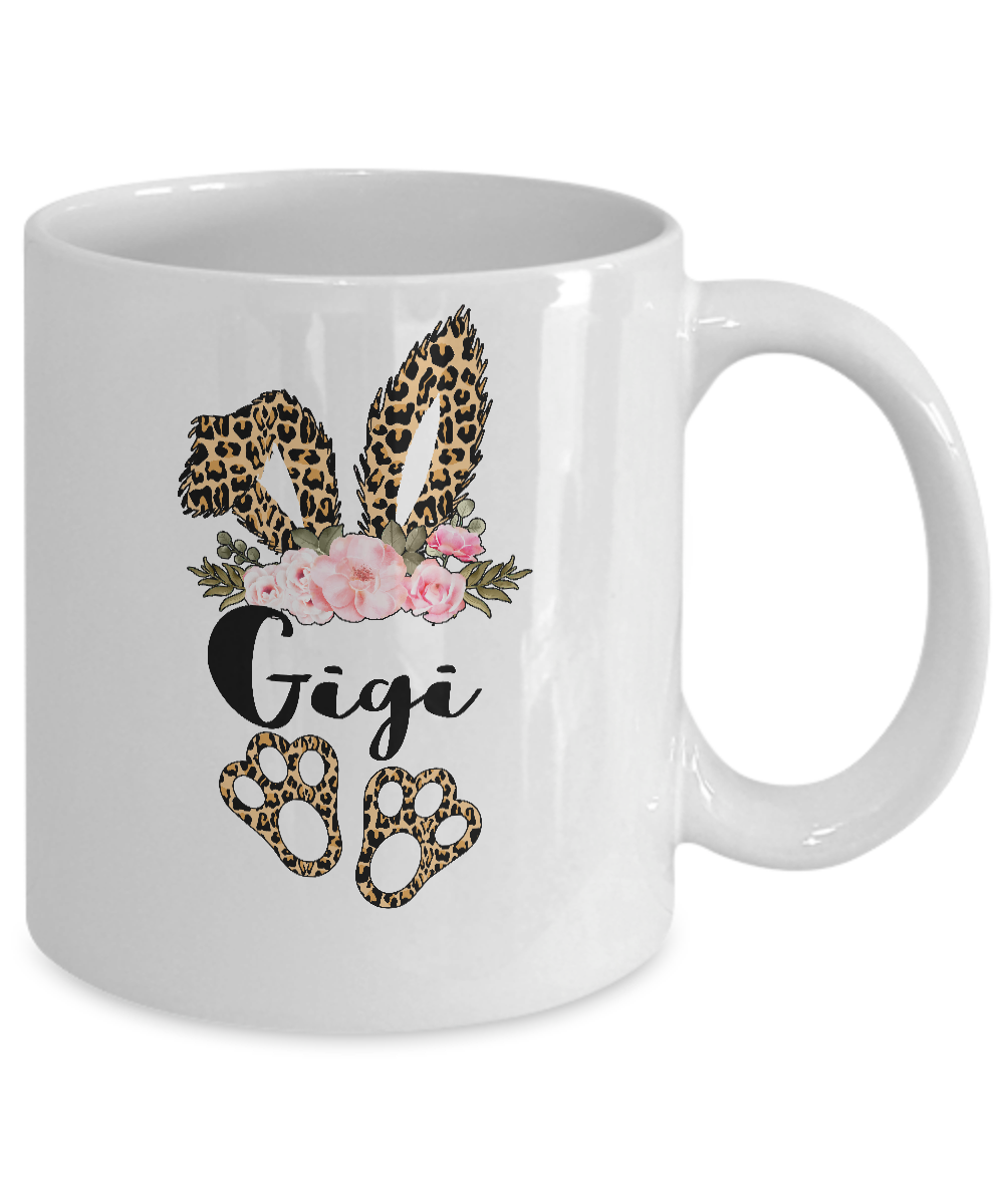 Flower Leopard Bunny Gigi Easter Day Women Gifts Mug-Coffee Mug-11oz Mug-White