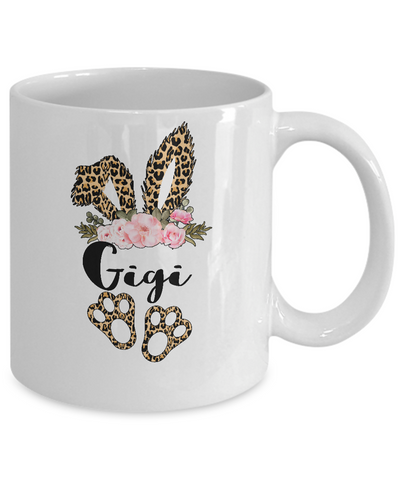 Flower Leopard Bunny Gigi Easter Day Women Gifts Mug-Coffee Mug-11oz Mug-White