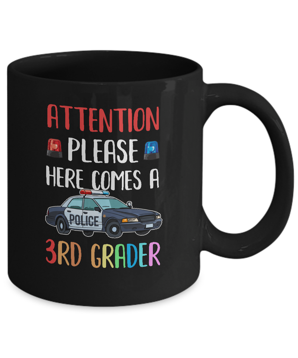 Kids First Day Of School 2021 3rd Grade Police Attention Please Youth Mug-Coffee Mug-11oz Mug-Black