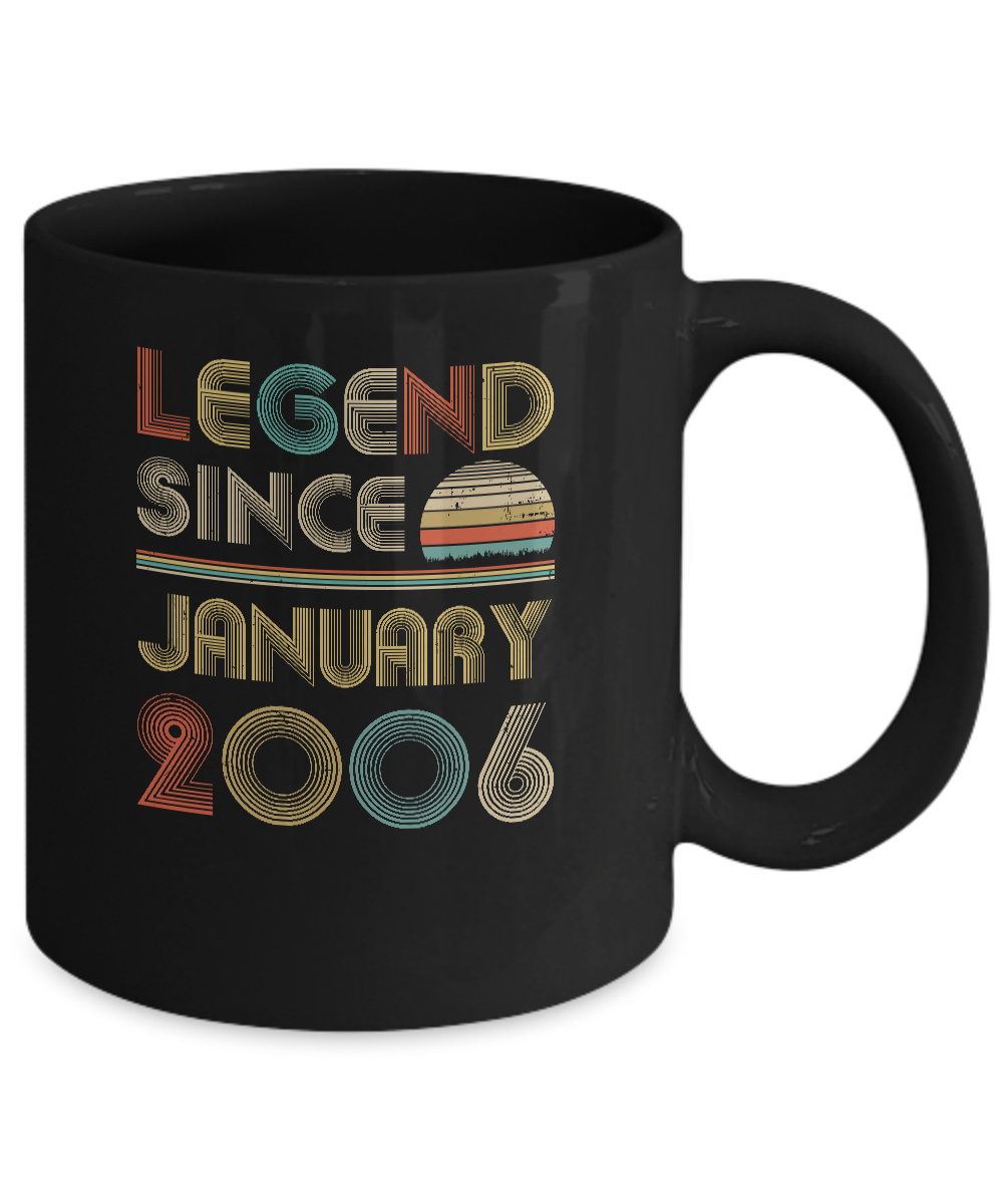 Legend Since January 2006 Vintage 15th Birthday Gifts Mug-Coffee Mug-11oz Mug-Black