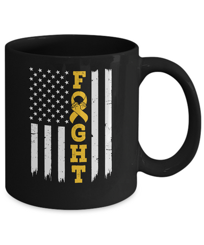 Childhood Cancer Awareness American Flag Distressed Mug-Coffee Mug-11oz Mug-Black