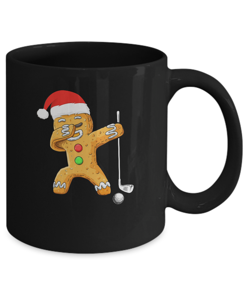 Dabbing Gingerbread Santa Golf Christmas Pajama Gifts Mug-Coffee Mug-11oz Mug-Black