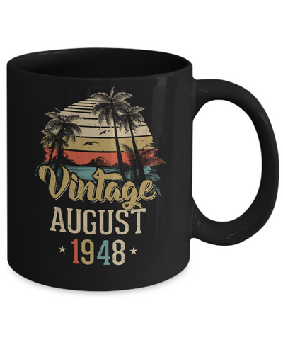 Retro Classic Vintage August 1948 73th Birthday Gift Mug-Coffee Mug-11oz Mug-Black