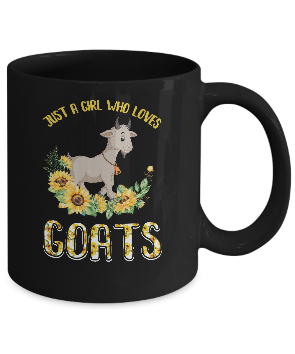 Just A Girl Who Loves Goats And Sunflowers Mug-Coffee Mug-11oz Mug-Black