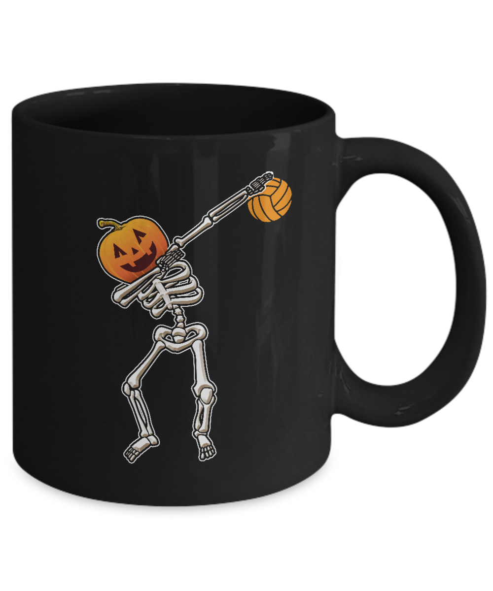 Halloween Dabbing Skeleton Volleyball Mug-Coffee Mug-11oz Mug-Black