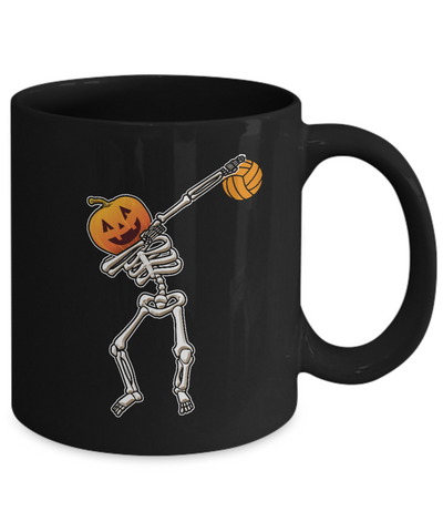 Halloween Dabbing Skeleton Volleyball Mug-Coffee Mug-11oz Mug-Black