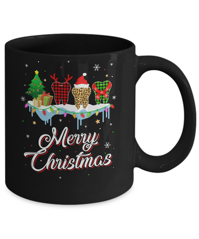 Merry Christmas Dental Assistant Tooth Red Plaid Xmas Gift Mug-Coffee Mug-11oz Mug-Black