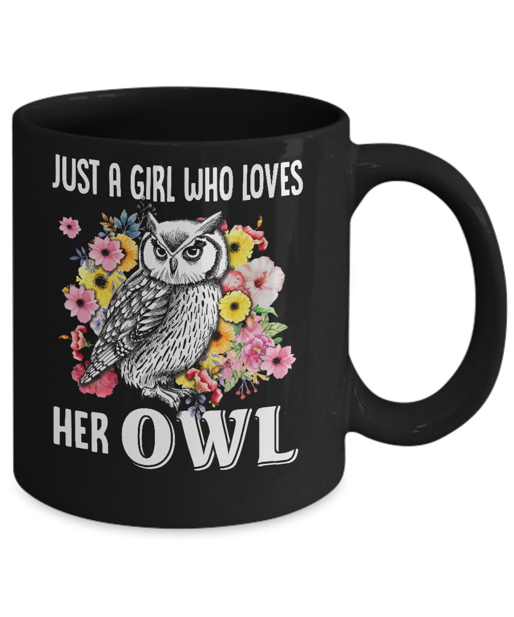 Just A Girl Who Loves Her Owl Mug-Coffee Mug-11oz Mug-Black