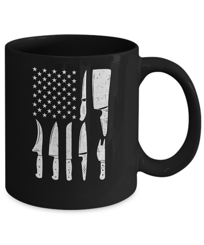 Chef Knife Patriotic American Flag Kitchen Mug-Coffee Mug-11oz Mug-Black