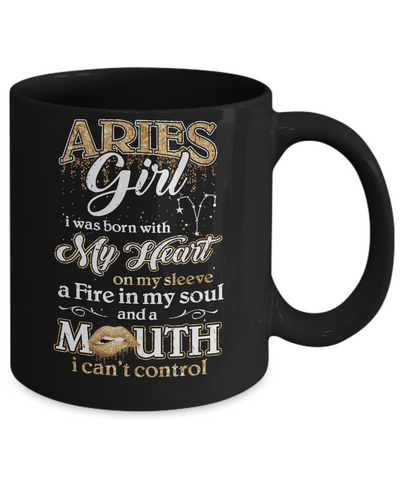 I'm An Aries Girl Lipstick March April Funny Zodiac Birthday Mug-Coffee Mug-11oz Mug-Black