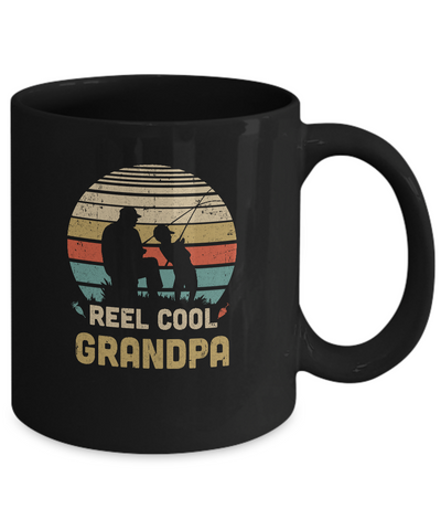 Vintage Father's Day Gift Reel Cool Grandpa Fishing Mug-Coffee Mug-11oz Mug-Black