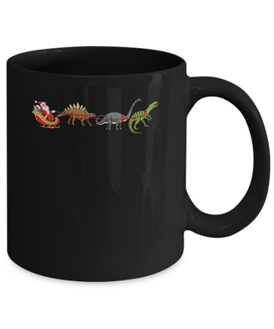 Xmas Cool Santa Sleigh Dinosaur Christmas Gift Mug-Coffee Mug-11oz Mug-Black