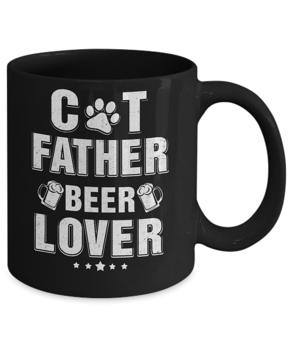 Cat Father Beer Lover Best Cat Dad Fathers Day Mug-Coffee Mug-11oz Mug-Black