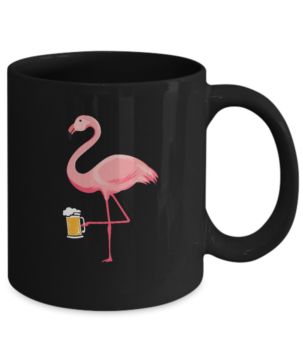 Beer Lover's Pink Flamingo Fun Party Beer Mug-Coffee Mug-11oz Mug-Black