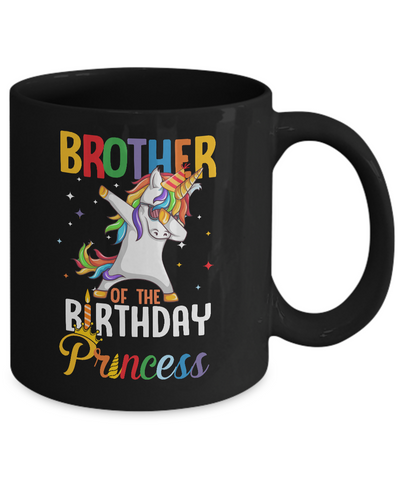 Brother Of The Birthday Girl Dabbing Unicorn Party Mug-Coffee Mug-11oz Mug-Black