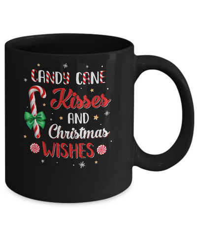 Candy Cane Kisses And Christmas Wishes Gifts Mug-Coffee Mug-11oz Mug-Black