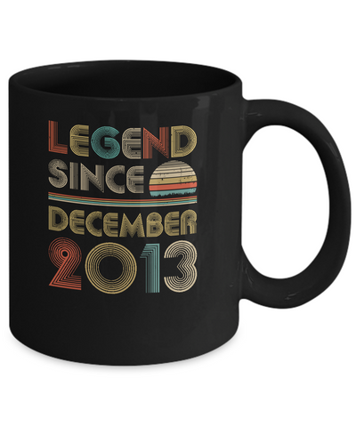 Legend Since December 2013 Vintage 8th Birthday Gifts Youth Mug-Coffee Mug-11oz Mug-Black