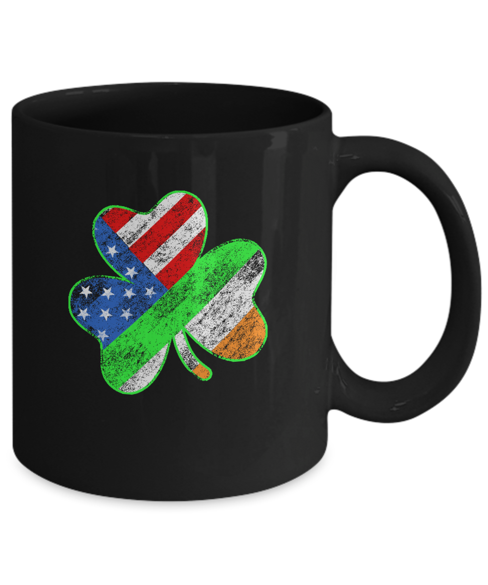 Vintage AMERICAN FLAG Ireland St Patricks Day Mug-Coffee Mug-11oz Mug-Black