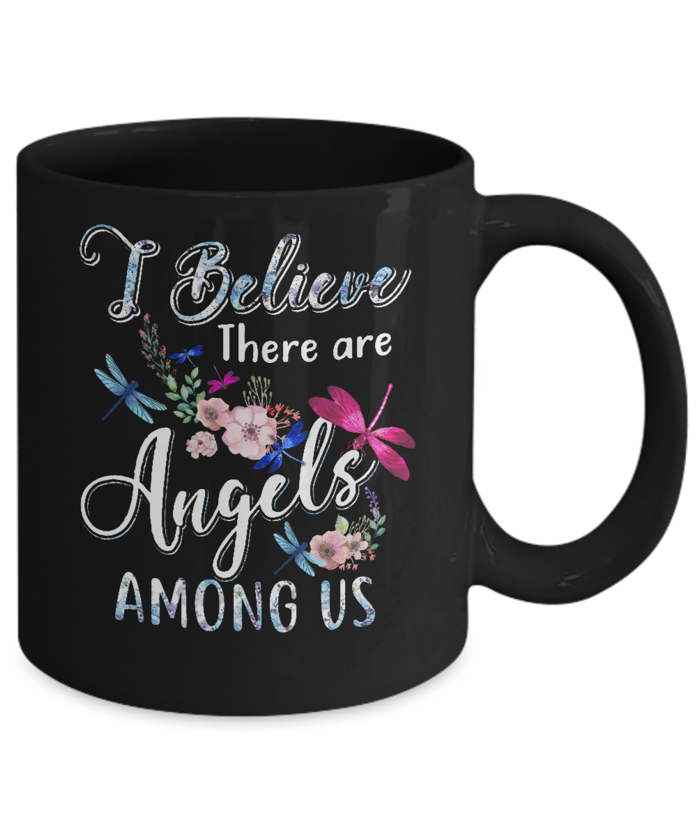 I Believe There Are Angels Among Us Dragonfly Mug-Coffee Mug-11oz Mug-Black