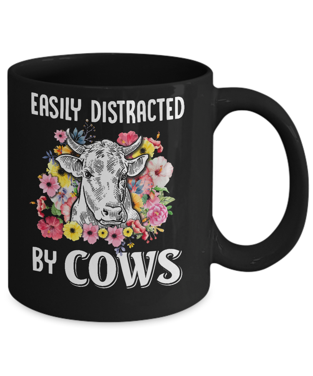 Easily Distracted By Cows Mug-Coffee Mug-11oz Mug-Black