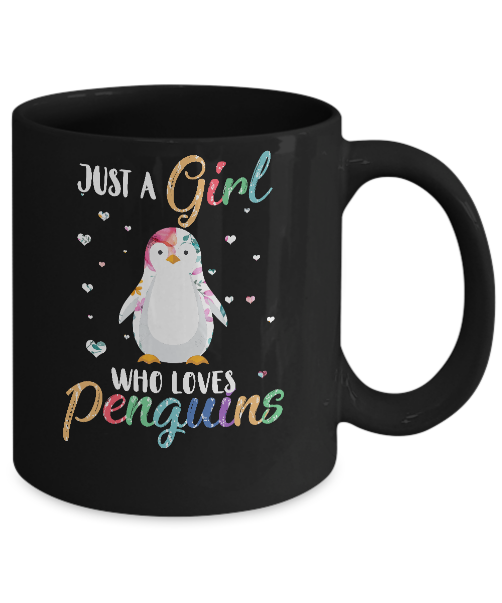 Just A Girl Who Loves Penguins Cute Penguin Lover Mug-Coffee Mug-11oz Mug-Black