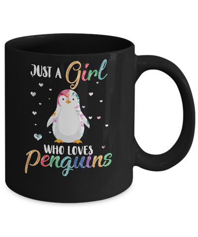 Just A Girl Who Loves Penguins Cute Penguin Lover Mug-Coffee Mug-11oz Mug-Black