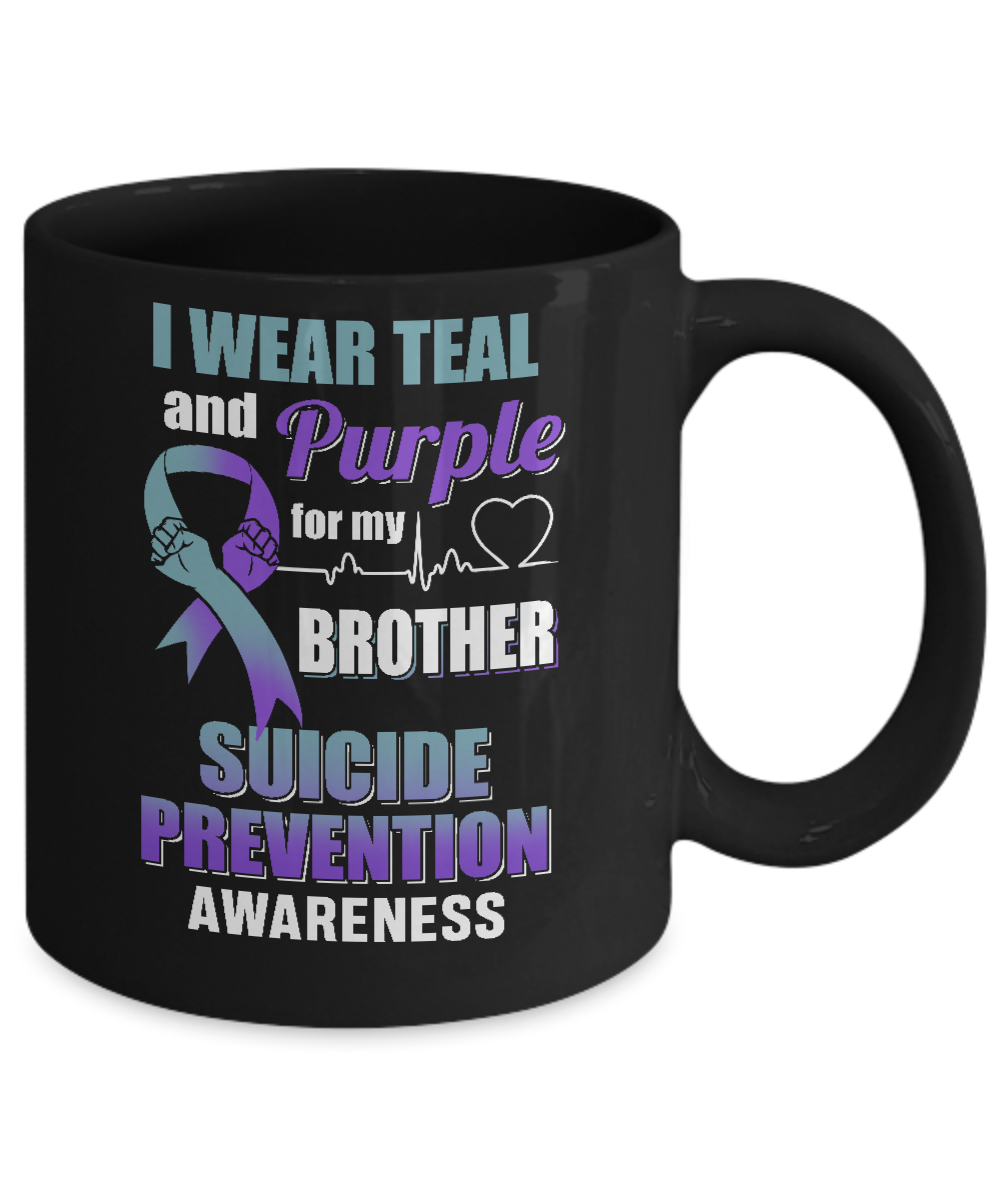 I Wear Teal Purple For My Brother Suicide Prevention Mug-Coffee Mug-11oz Mug-Black