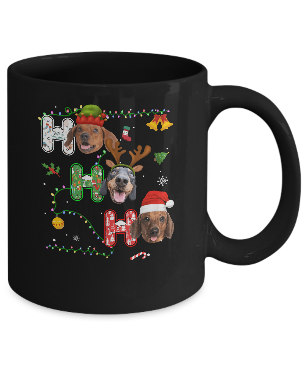Christmas Ho Ho Ho Dachshund Lover Funny Xmas Gift Mug-Coffee Mug-11oz Mug-Black