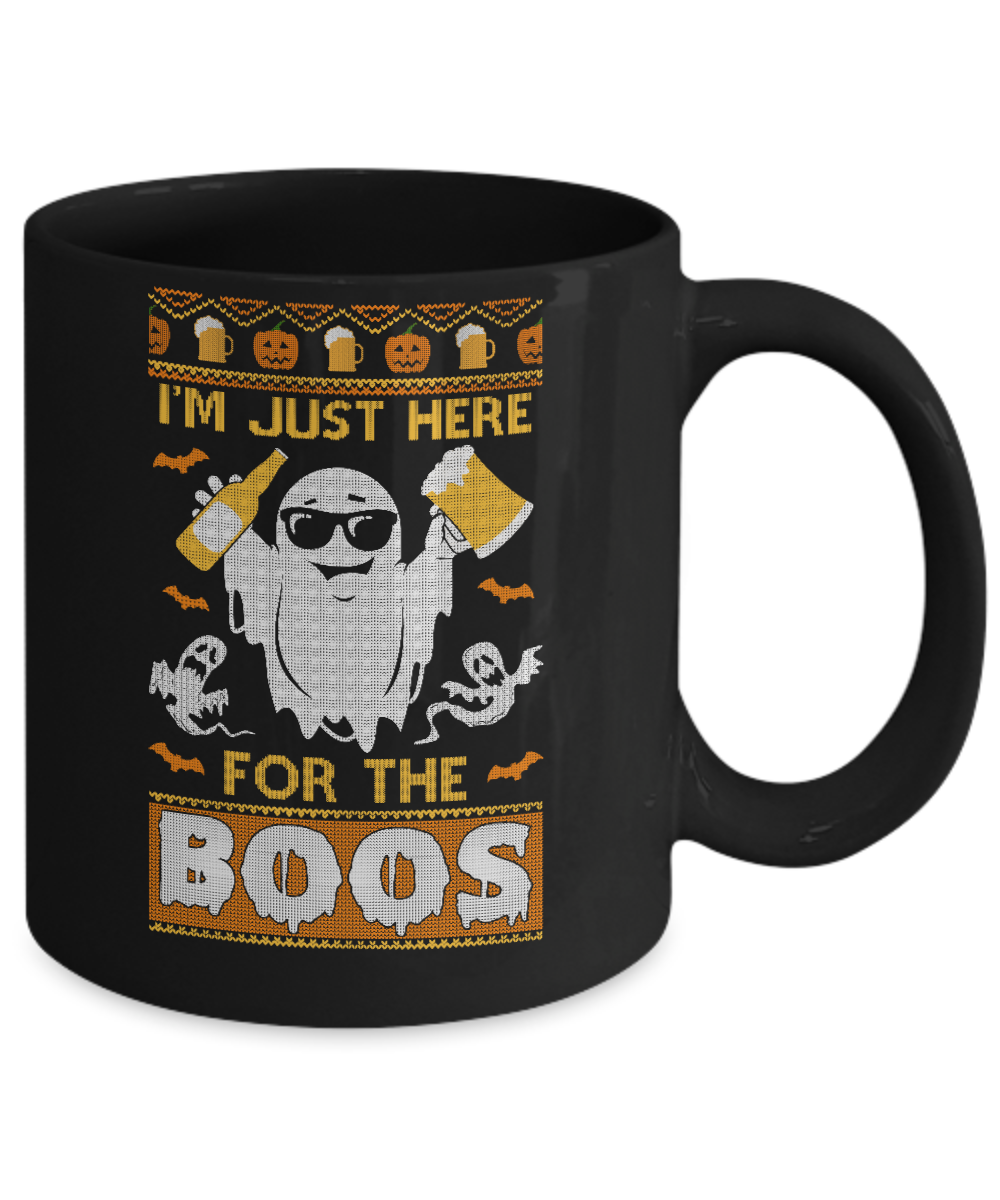 I'm Just Here For The Boos Halloween Ugly Sweater Mug-Coffee Mug-11oz Mug-Black